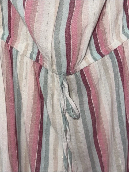 Elan striped strapless jumpsuit cream with pink and teal jogger bottom - Picture 9 of 9